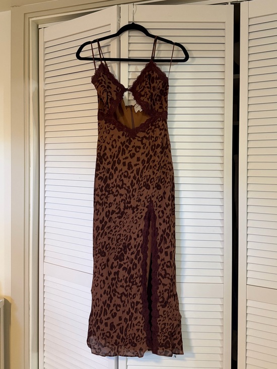 Reformation Dresses & Skirts - NWOT Reformation Brown Leopard-Print Slip Maxi Dress with Lace